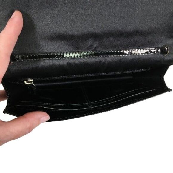 COACH Signature Clutch Wallet Evening Bag Purse Black Grey Silver Logo Monogram - Picture 8 of 12